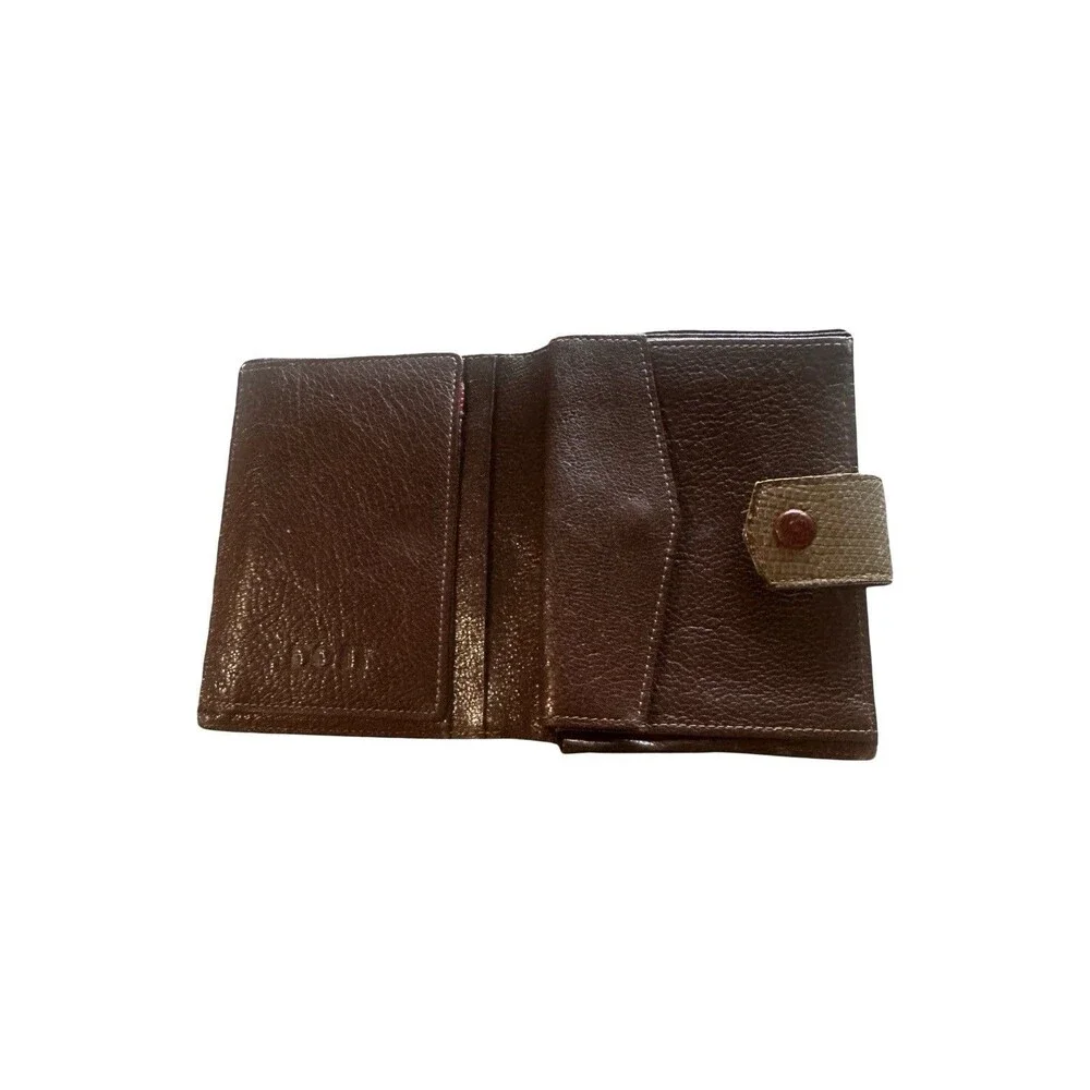 Do It Vintage Lizard Skin Bifold Wallet Colorblock Blue Red Exotic Leather Tab